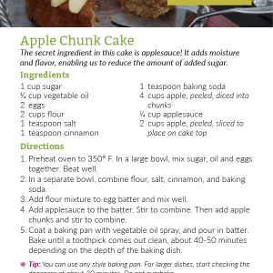 Apple Chunk Cake Recipe Card