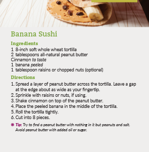 Banana Sushi Recipe Card