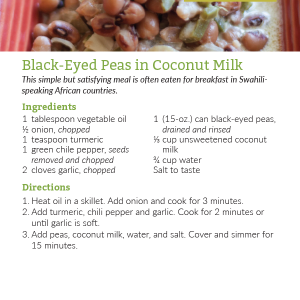 Black Eyed Peas in Coconut Milk Recipe Card