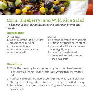 Corn, Blueberry, and Wild Rice Salad Recipe Card