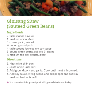 Ginisang Sitaw (Sauteed Green Beens) Recipe Card