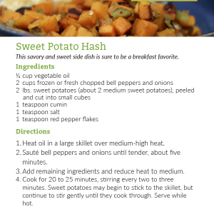 Sweet Potato Hash Recipe Card
