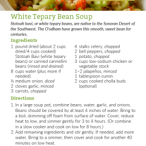 White Tepary Bean Soup Recipe Card