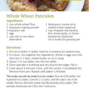 Whole Wheat Pancakes Recipe Card