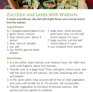 Zucchini with Leeks and Walnuts Recipe Card